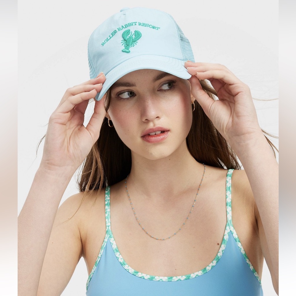 Roller Rabbit x target adult embroidered baseball hat lobster—color light aqua